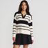Women's Cotton Boucle Johnny Collar Shaker Pullover, Front