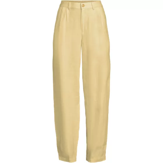 Women's Linen High Rise Pleated Barrel Leg Ankle Pants - primary