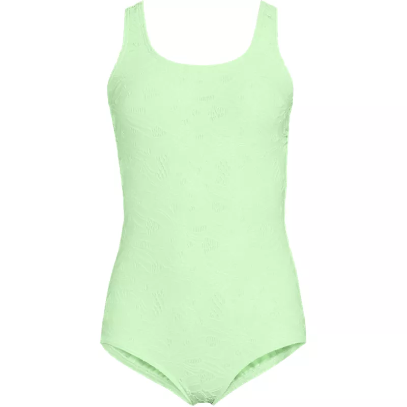 Women's Tugless Low Leg Lace One Piece Swimsuit, Front