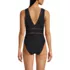 Women's Mesh Ribbed Plunge High Leg One Piece Swimsuit, Back