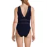 Women's Mesh Ribbed Plunge High Leg One Piece Swimsuit, Back