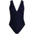 Women's Mesh Ribbed Plunge High Leg One Piece Swimsuit, Front
