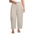Women's Plus Size Linen High Rise Pleated Barrel Leg Ankle Pants, Front