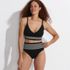 Women's Chlorine Resistant Piped Clean Front High Waisted High Leg Bikini Bottoms, alternative image