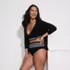 Women's Plus Size Chlorine Resistant Piped Clean Front High Waisted High Leg Bikini Bottoms, alternative image