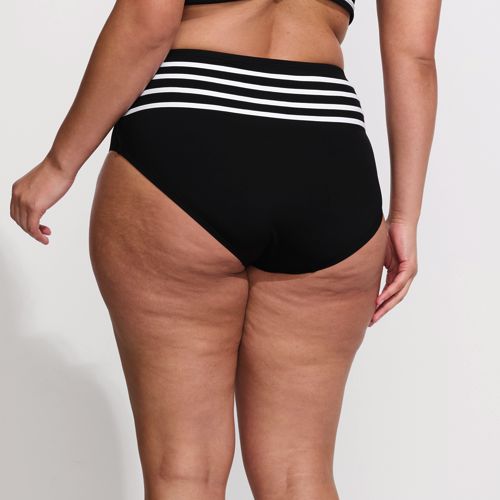  Lands' End Bikinihose Mit Paspelierung, High Waist, Hoher Beinausschnitt, Damen, Größe:48 Plus, Schwarz, Elasthan/nylon-mischung, By Lands' End 