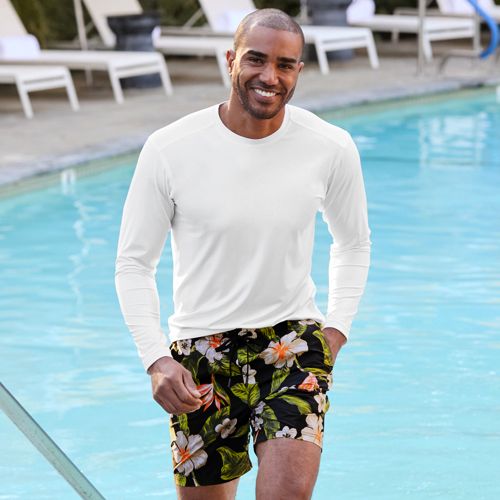 swimming dress for men Men's Full-Body UPF 50+ Sun Protective Swimsuit- Olive, L MicrofiberSpandex Measure Chest Men's Swimwear | Lands' End