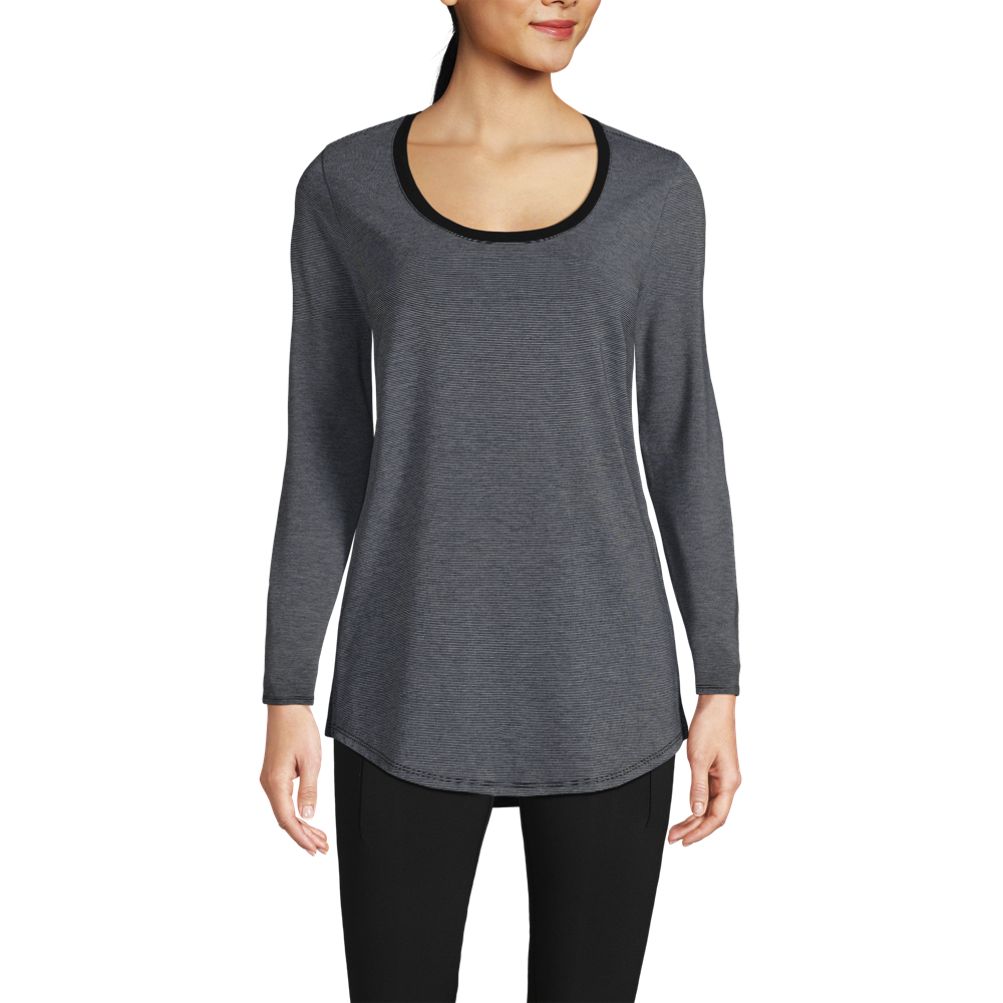 Women's Long Sleeve Power Performance Scoop Neck Curved Hem