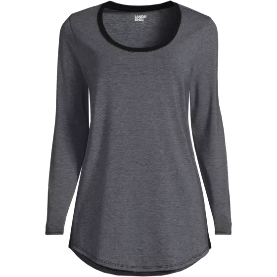 Women's Long Sleeve Power Performance Scoop Neck Curved Hem Tunic Tee - primary