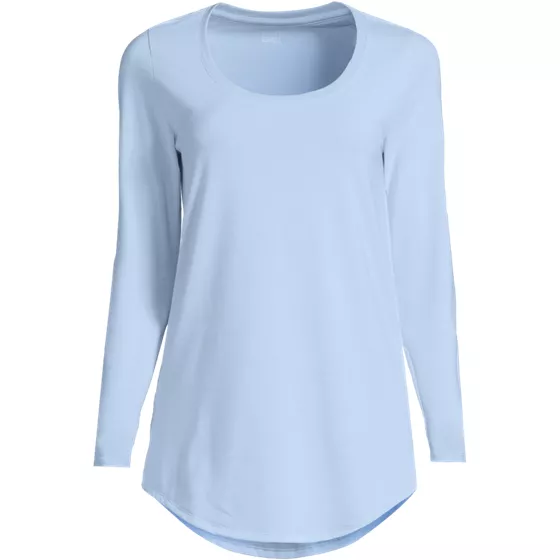 Women's Long Sleeve Power Performance Scoop Neck Curved Hem Tunic Tee - primary