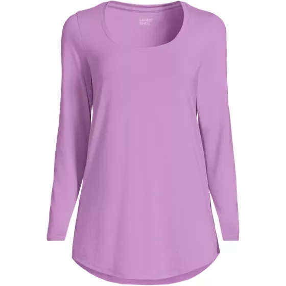 Women's Long Sleeve Power Performance Scoop Neck Curved Hem Tunic Tee - primary