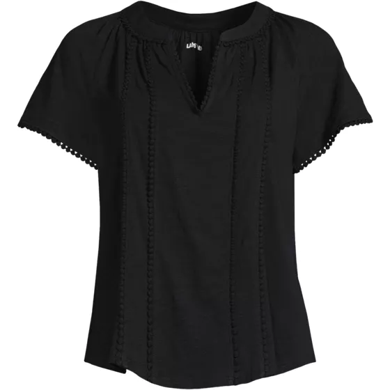 Women's Slub Short Sleeve Notch Neck Top - primary