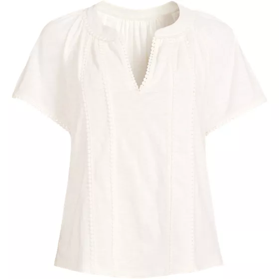 Women's Plus Size Slub Short Sleeve Notch Neck Top - primary