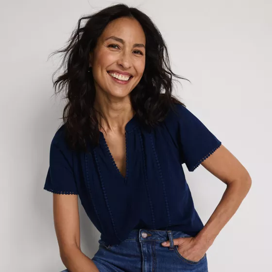 Women's Slub Short Sleeve Notch Neck Top - primary