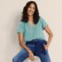 Women's Slub Short Sleeve Notch Neck Top, alternative image