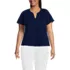Women's Plus Size Slub Short Sleeve Notch Neck Top, Front
