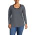 Women's Plus Size Long Sleeve Power Performance Scoop Neck Curved Hem Tunic Tee, Front