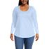 Women's Plus Size Long Sleeve Power Performance Scoop Neck Curved Hem Tunic Tee, Front