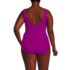 Women's Plus Size Tugless Low Leg Lace One Piece Swimsuit, Back