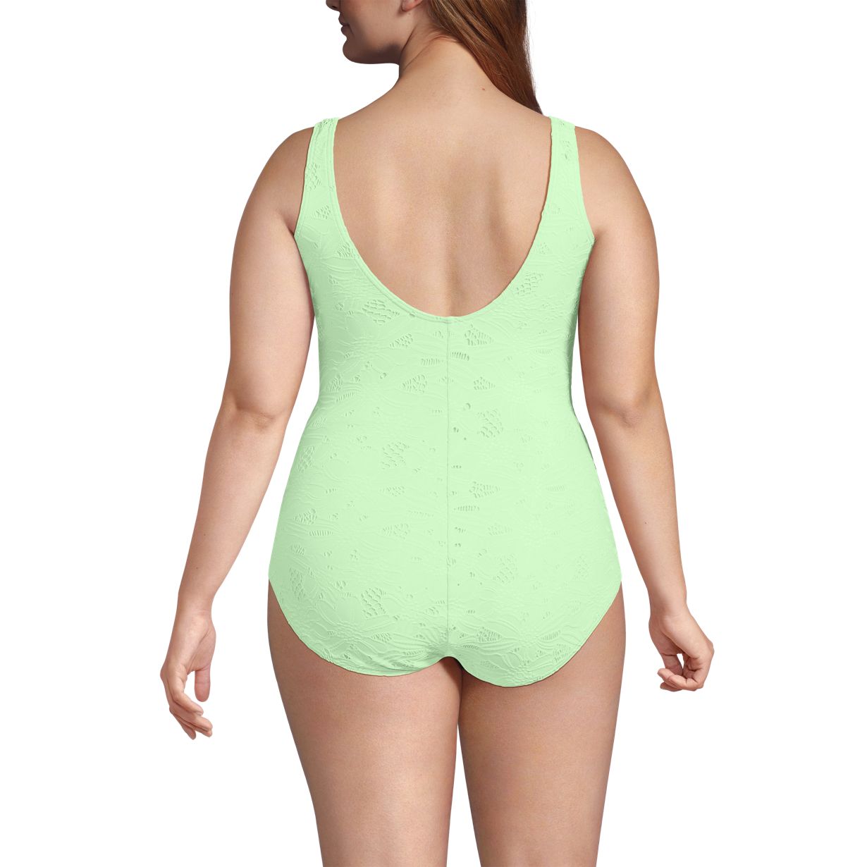 Women's Tugless Low Leg Lace One Piece Swimsuit