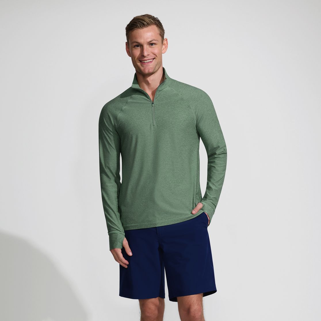 Men's UPF 50 Cooling Quarter Zip Mock Neck Rash Guard Shirt