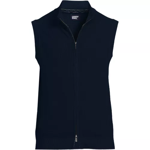 Men's Washable Merino Full Zip Sweater Vest, Front