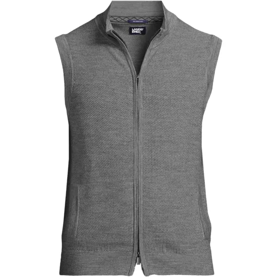 Men's Washable Merino Full Zip Sweater Vest - primary