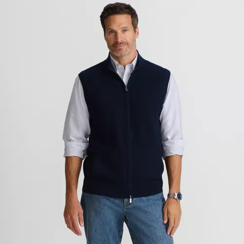 Men's Washable Merino Full Zip Sweater Vest, Front