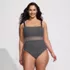 Women's Plus Size Crochet Square Neck High Leg One Piece Swimsuit, Front
