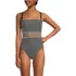 Women's Crochet Square Neck High Leg One Piece Swimsuit, Front
