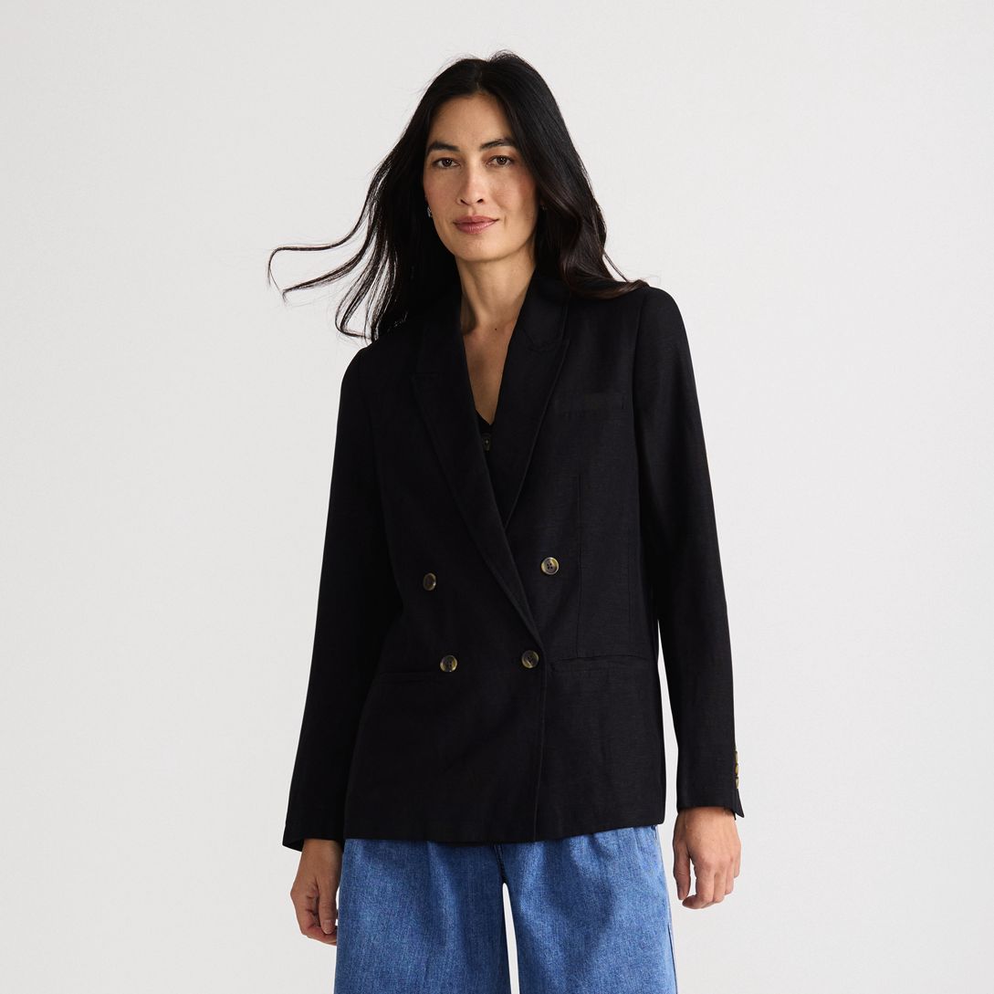 Women's Linen Double Breasted Blazer