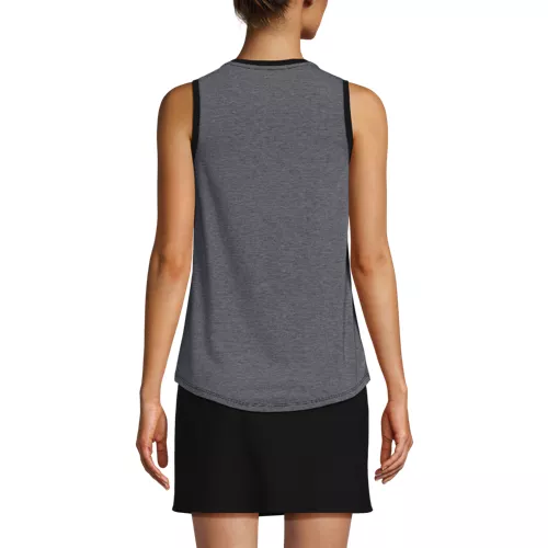Women's Sleeveless Power Performance Scoop Neck Curved Hem Tunic Tank, Back