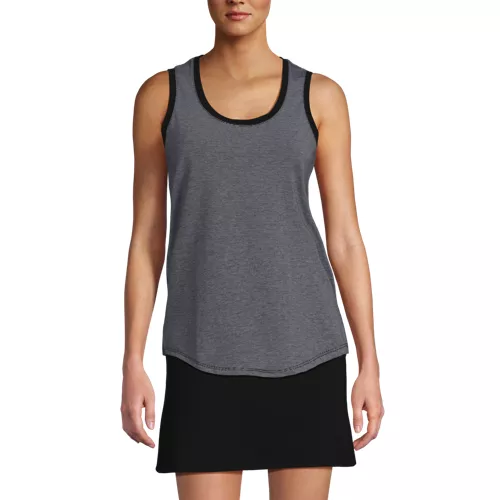 Women's Sleeveless Power Performance Scoop Neck Curved Hem Tunic Tank, Front