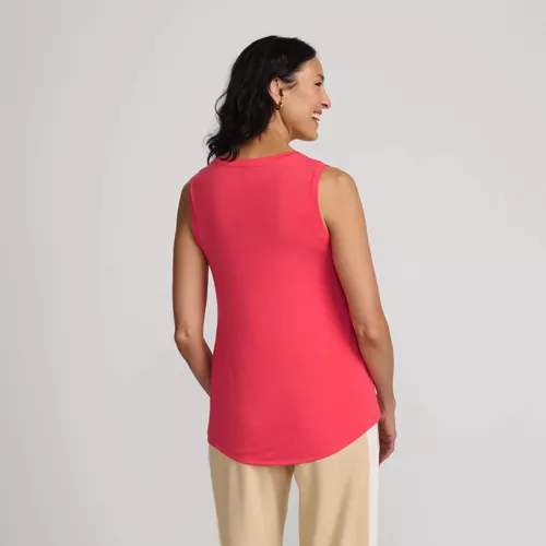 Women's Sleeveless Power Performance Scoop Neck Curved Hem Tunic Tank, Back