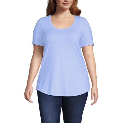 Women's Plus Size Short Sleeve Power Performance Scoop Neck Curved Hem Tunic Tee - image 1