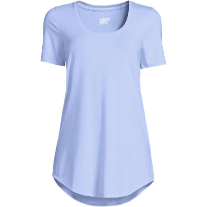 Women's Plus Size Short Sleeve Power Performance Scoop Neck Curved Hem Tunic Tee - primary