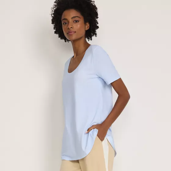 Women's Tall Short Sleeve Power Performance Scoop Neck Curved Hem Tunic Tee - primary