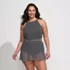 Women's Plus Size Crochet Monokini Swim Dress Swimsuit, Front