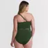 Women's Plus Size Macrame One Shoulder High Leg One Piece Swimsuit, Back