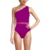 Women's Macrame One Shoulder High Leg One Piece Swimsuit, Front