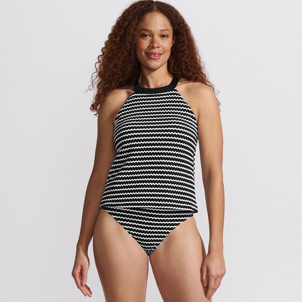 Women's Crochet High Neck Tankini Top | Lands' End