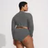 Women's Plus Size Crochet Long Sleeve Bikini Top and High Waisted Bottoms Swimsuit Set, Back