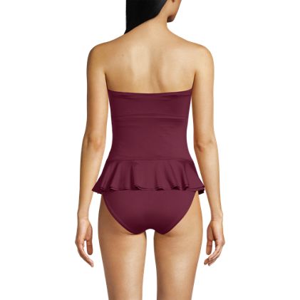 Women's Sculpting Suit Ruffle Bandeau One Piece Swimsuit - image 7