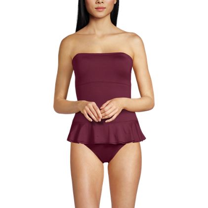 Women's Sculpting Suit Ruffle Bandeau One Piece Swimsuit - image 6