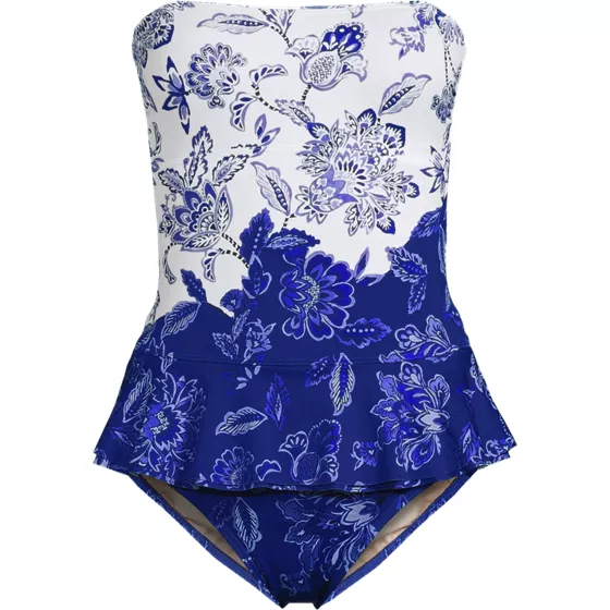 Women's Sculpting Suit Ruffle Bandeau One Piece Swimsuit - primary