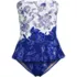 Women's Sculpting Suit Ruffle Bandeau One Piece Swimsuit, Front