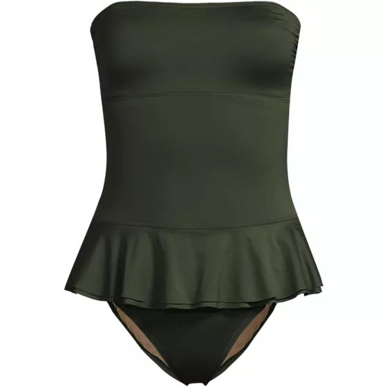 Women's Sculpting Suit Ruffle Bandeau One Piece Swimsuit - primary