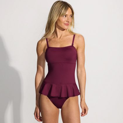 Women's Sculpting Suit Ruffle Bandeau One Piece Swimsuit - primary
