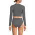 Women's Crochet Long Sleeve Bikini Top and High Waisted Bottoms Swimsuit Set, Back