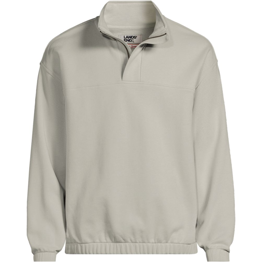 Men's Long Sleeve French Terry Vintage Wash Quarter Zip | Lands' End
